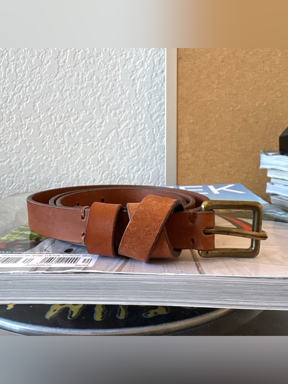Madewell Brown leather belt with brass buckle